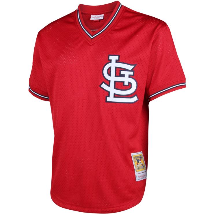 ul. louis cardinals ozzie smith mitchell & ness czerwona koszulka treningowa z siateczki cooperstown mężczyźni 0J02V987 MLB Jerseys