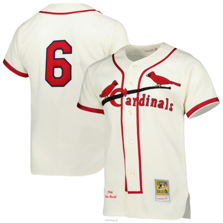 ul. louis cardinals stan musial mitchell & ness krem ​​1944 kolekcja cooperstown autentyczna koszulka mężczyźni 0J02V1486 MLB Jerseys