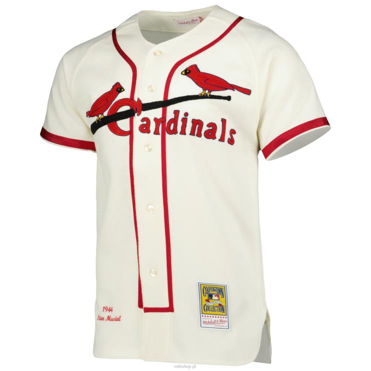 ul. louis cardinals stan musial mitchell & ness krem ​​1944 kolekcja cooperstown autentyczna koszulka mężczyźni 0J02V1486 MLB Jerseys
